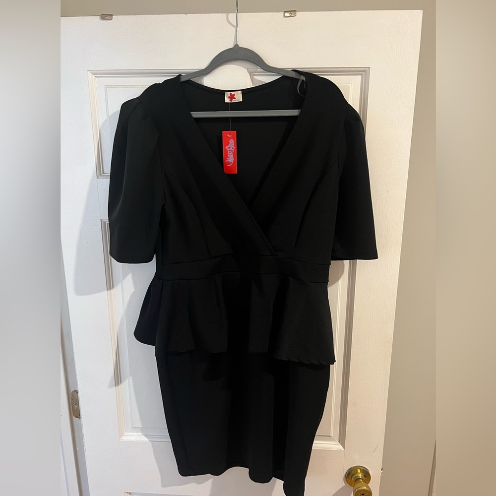 BLUE LEOPARD BLACK PEPLUM DRESS BRAND NEW WITH TAGS SIZE 2XL